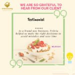 Promotional image featuring a client testimonial for SQF Audit consulting, with a bowl of oatmeal and strawberries, against a beige background with green accents and icons.