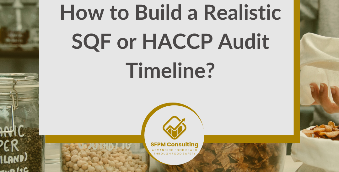A blog post titled “How to Build a Realistic SQF or HACCP Audit Timeline?” with tips for avoiding common audit timeline mistakes in realistic audit planning and certification preparation.